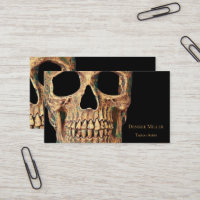 Gothic Human Half Skull Brown Green Tattoo Shop