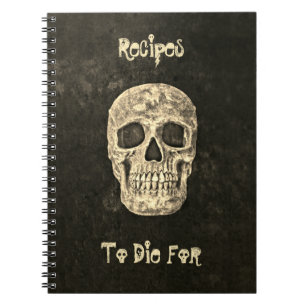Gothic Human Skull Black Beige Recipes To Die For Notebook