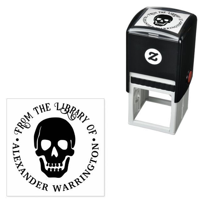 Gothic Human Skull “from the library of” Book Name Self-inking Stamp (In Situ)