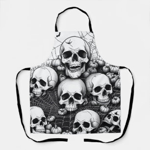 Gothic Human Skulls Graveyard Spiders Apron