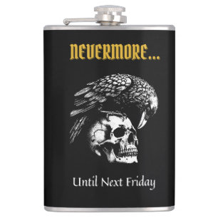 Gothic Humor with Raven and Skull Hip Flask