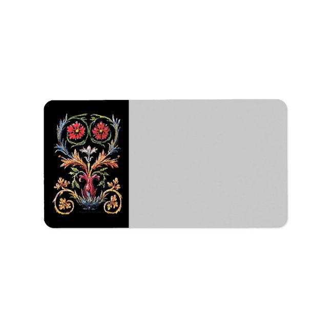 Gothic Illuminated Floral Art Blank Address Label (Front)