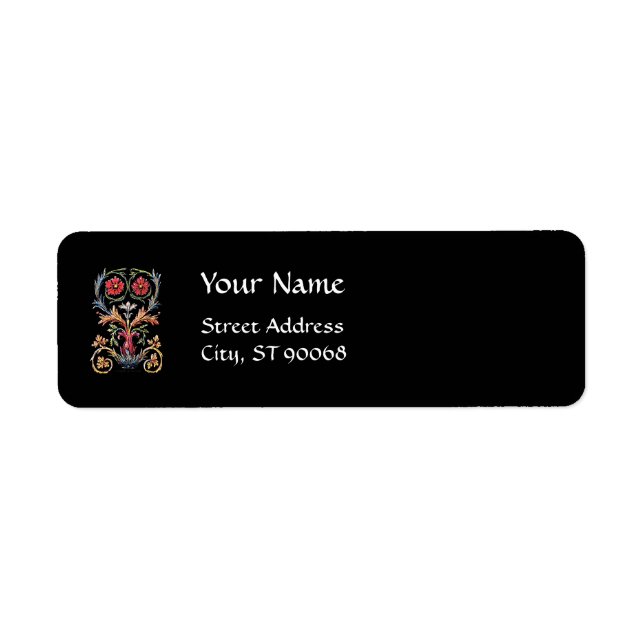 Gothic Illuminated Floral Art Return Address label (Front)