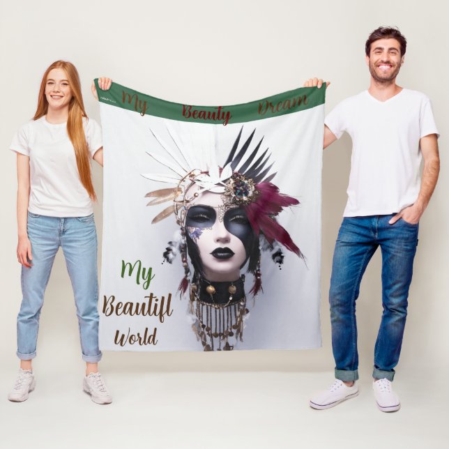 Gothic Indian Headdress Art: Strength Power - Fleece Blanket (In Situ)
