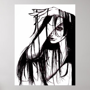 Gothic Ink Poster Dark Illustration Horror Art