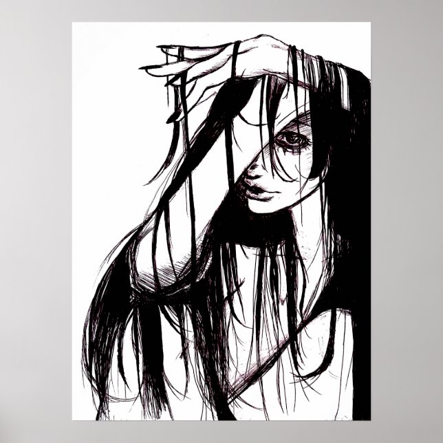 Gothic Ink Poster Dark Illustration Horror Art (Front)