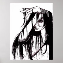 Gothic Ink Woman Dark Illustration Horror Artwork