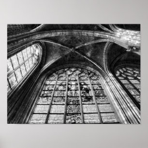 Gothic interior of church poster