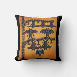 Gothic Interlocking Bats Halloween Tote Bag Cushion