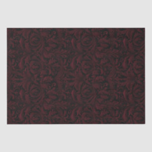 Gothic Jacquard Swirls Decoupage - Dark Red Black Tissue Paper