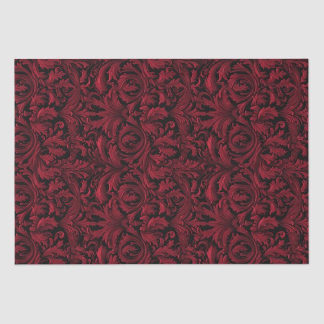 Gothic Jacquard Swirls Decoupage - Red And Black Tissue Paper (Front)