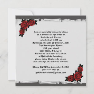 Gothic Jewelled Roses Lace Cameo Invitation