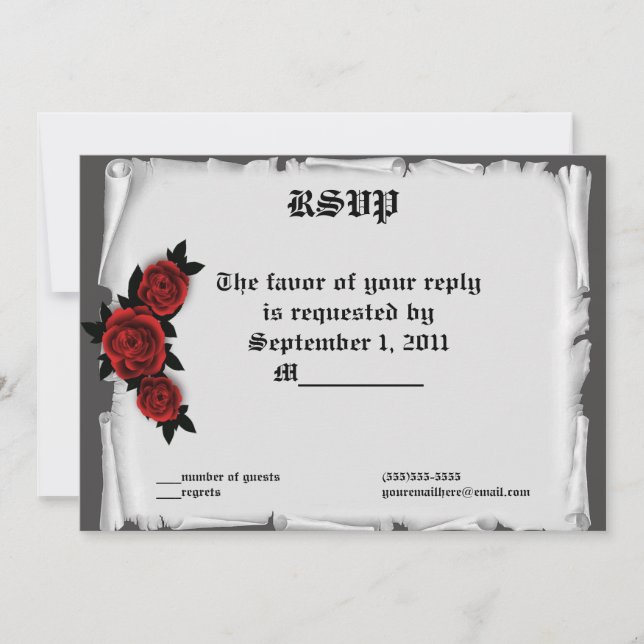 Gothic Jewelled Roses Lace Cameo RSVP Invitation (Front)