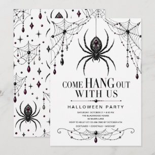 Gothic Jewelled Spider Halloween Party Invitation