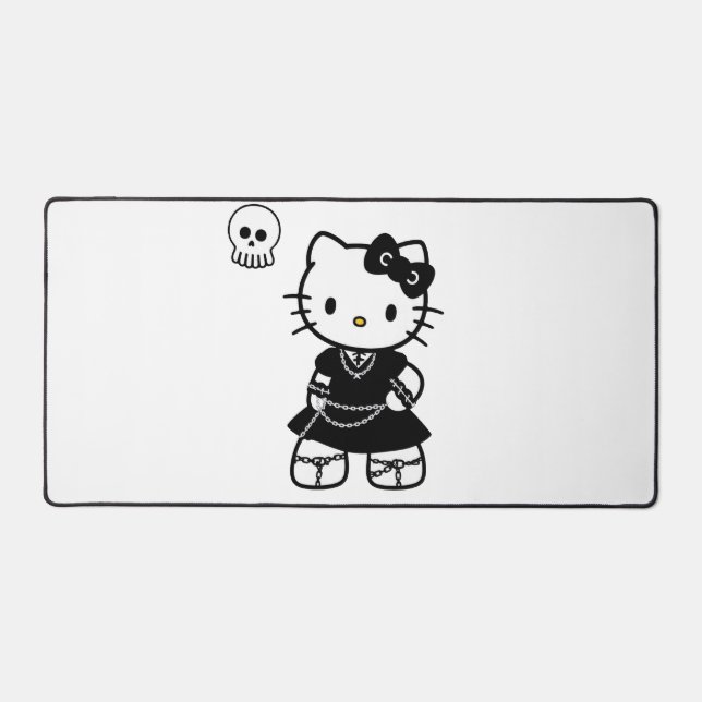 Gothic Kawaii Kitty – Emo Aesthetic Desk Mat (Front)
