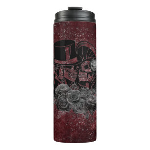 Gothic Kissing Skulls Couple And Blood Red Eternal Thermal Tumbler