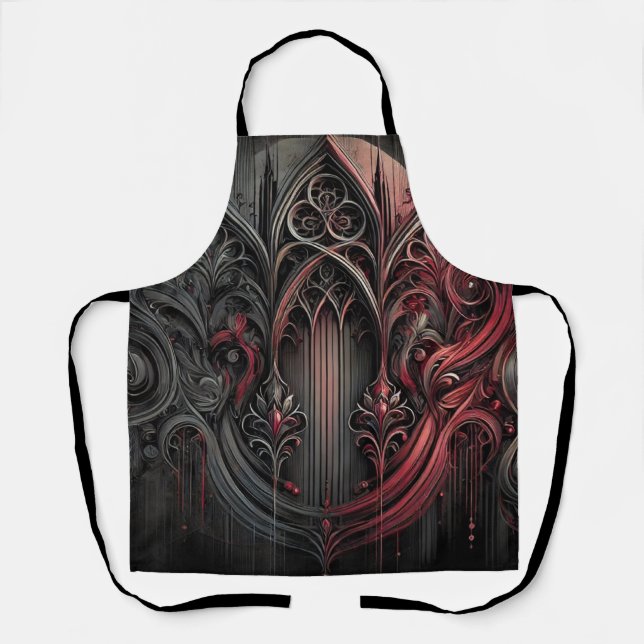 Gothic Kitchen Apron – Dark Elegance for Cooking (Front)