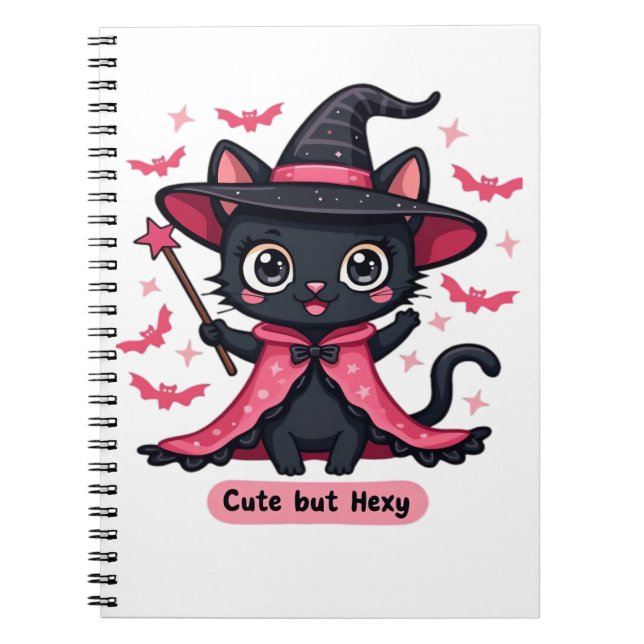 Gothic kitten in pink – sweet, but bewitched Overs Notebook (Front)