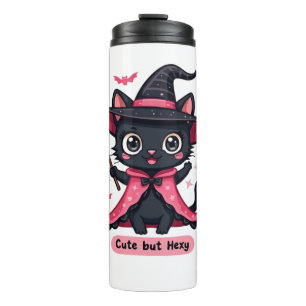 Gothic kitten in pink – sweet, but bewitched Overs Thermal Tumbler