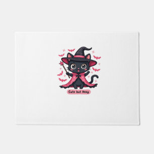 Gothic kitten in pink sweet, but bewitched Oversi Doormat