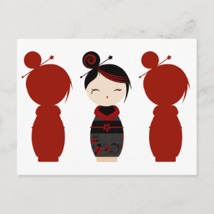 Gothic Kokeshi x4 Postcard
