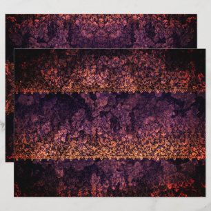 Gothic Lace Orange Purple Scrapbook Paper