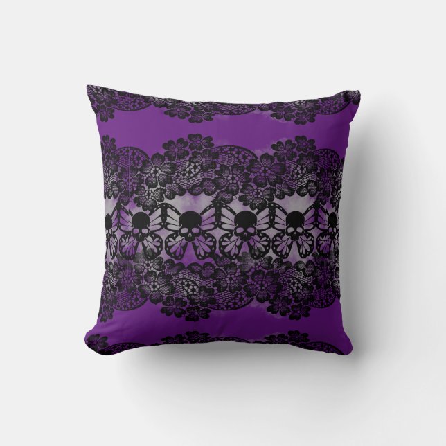 Gothic lace, skull,moth, mask,2 design on 1  cushion (Front)