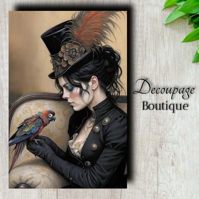 Gothic Lady Macaw Decoupage Tissue Paper (Gothic Lady Macaw Decoupage Tissue Paper)