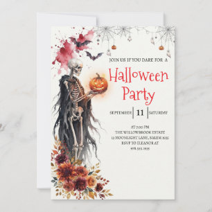 Gothic Lady Skeleton Halloween Party Invitation