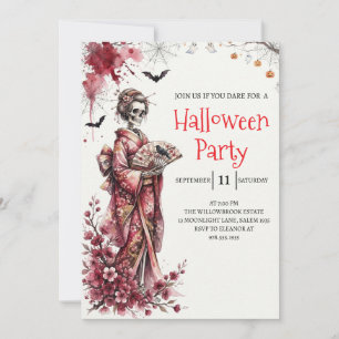 Gothic Lady Skeleton Halloween Party Invitation