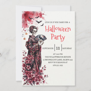 Gothic Lady Skeleton Halloween Party Invitation