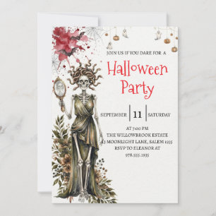Gothic Lady Skeleton Halloween Party Invitation