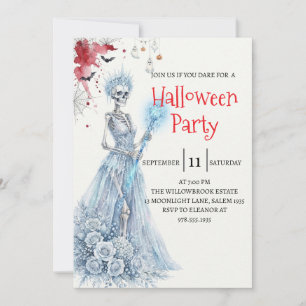 Gothic Lady Skeleton Halloween Party Invitation