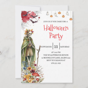 Gothic Lady Skeleton Halloween Party Invitation