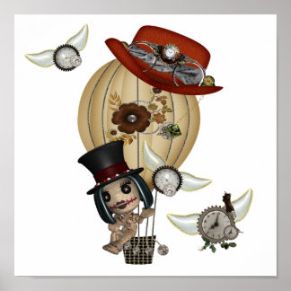 gothic laveau hot air balloon steampunk art poster