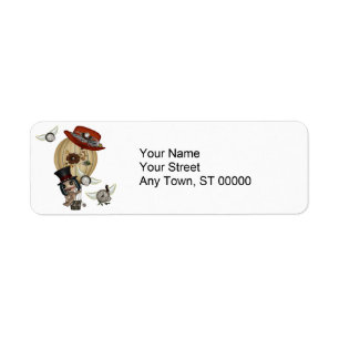 gothic laveau hot air balloon steampunk art return address label