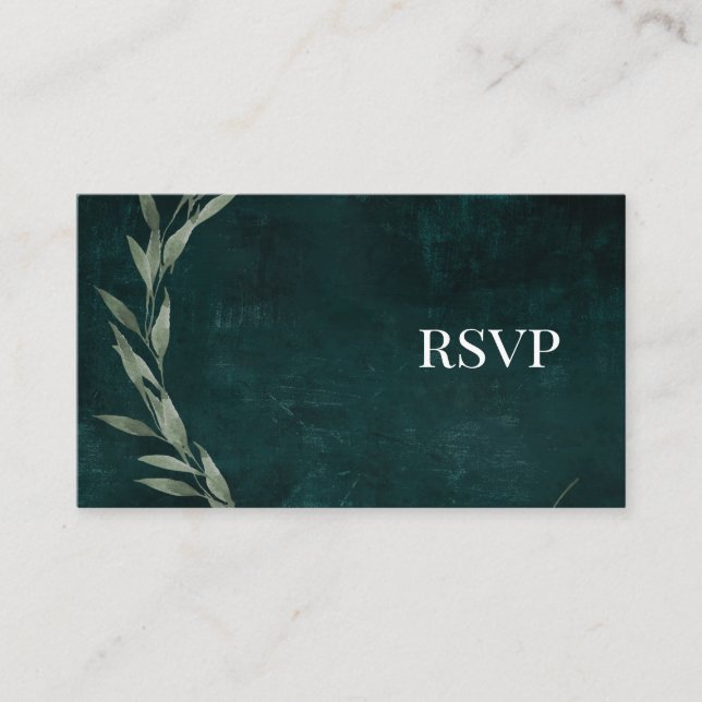 Gothic Leaves dreamy drama EMERALD GREEN, e-RSVP Enclosure Card (Front)
