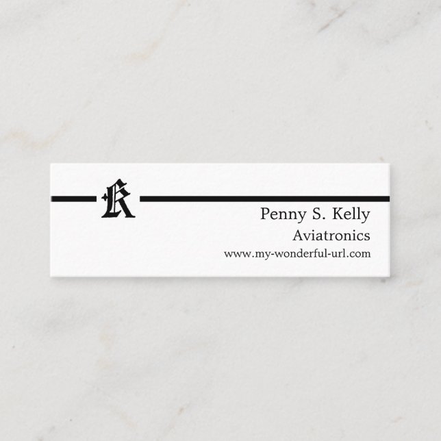 Gothic Letter "K" Classic English Initial Mini Business Card (Front)