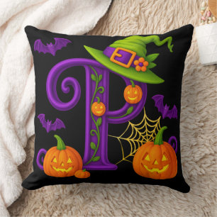 Gothic Letter P Personalised Throw Pillow