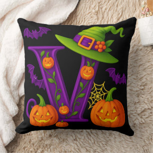 Gothic Letter V Personalised Throw Pillow