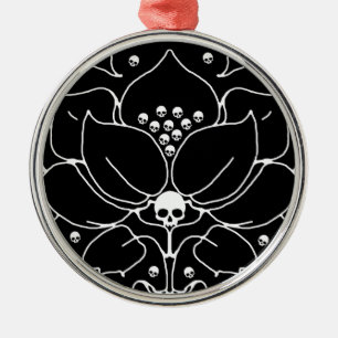Gothic Lily with Skulls Metal Tree Decoration