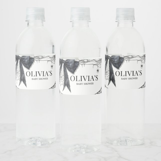 Gothic Little Boo Baby Shower  Water Bottle Label (Bottles)