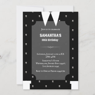 Gothic Little girl in black dress Birthday Invitation