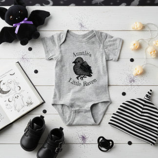 Gothic Little Raven Black Baby Bird Baby Bodysuit