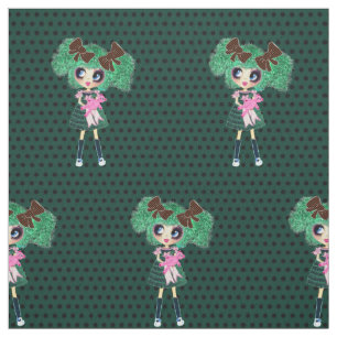 Gothic Lolita child emerald and black Fabric