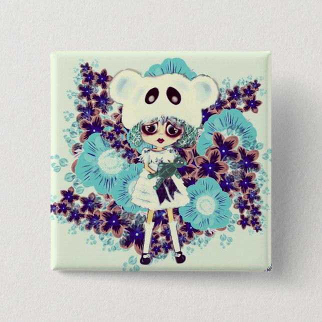 Gothic Lolita child ice Princess PinkyP - why sad? 15 Cm Square Badge (Front)