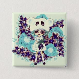 Gothic Lolita child ice Princess PinkyP - why sad? 15 Cm Square Badge