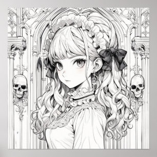 Gothic Lolita colouring poster