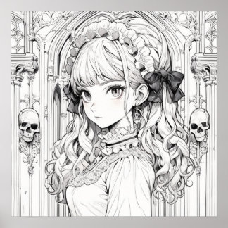 Gothic Lolita colouring poster