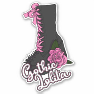 Gothic Lolita Slogan Pink Rose Boot Vinyl Sticker